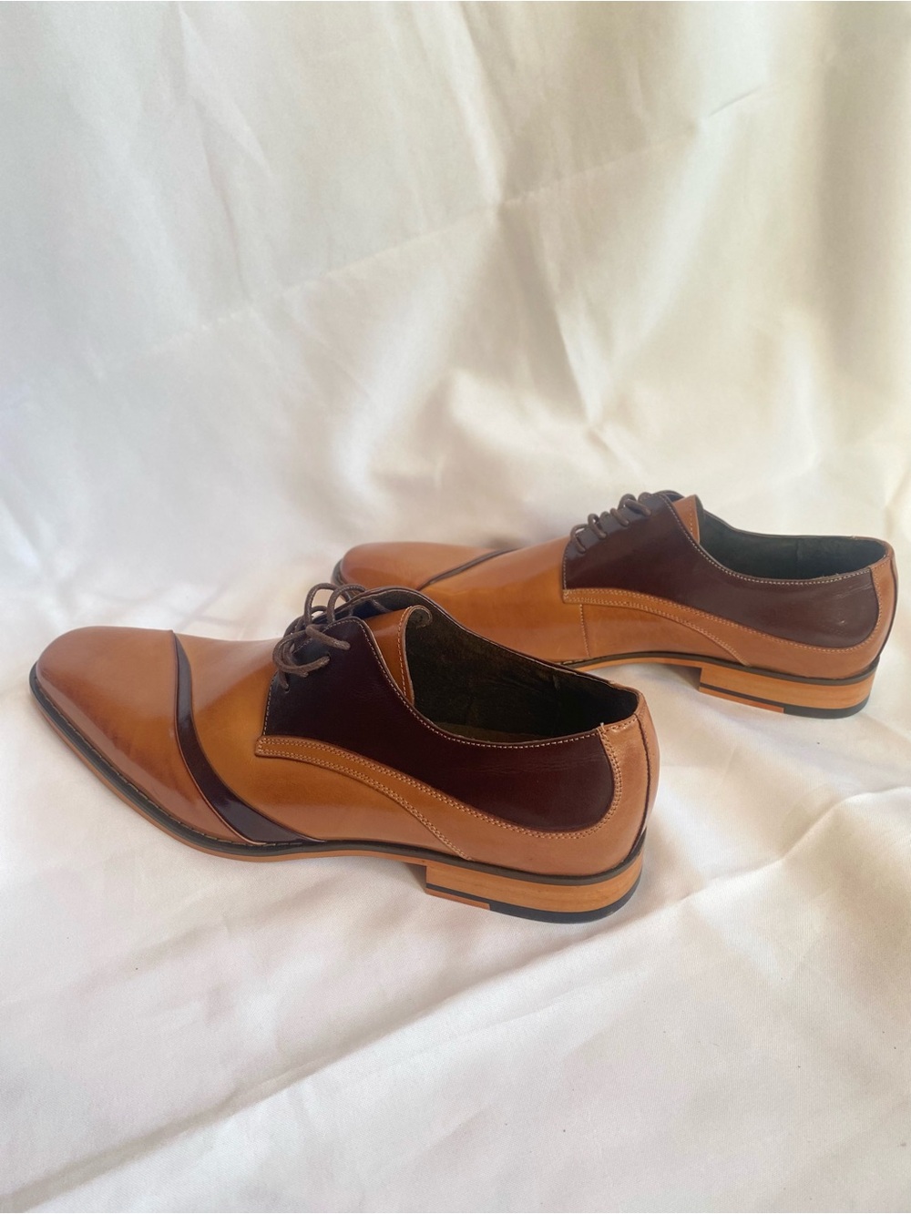 Stacy Adams Talmadge Men Dress Shoes Tan Folded Vamp Oxford Leather 12 M RARE